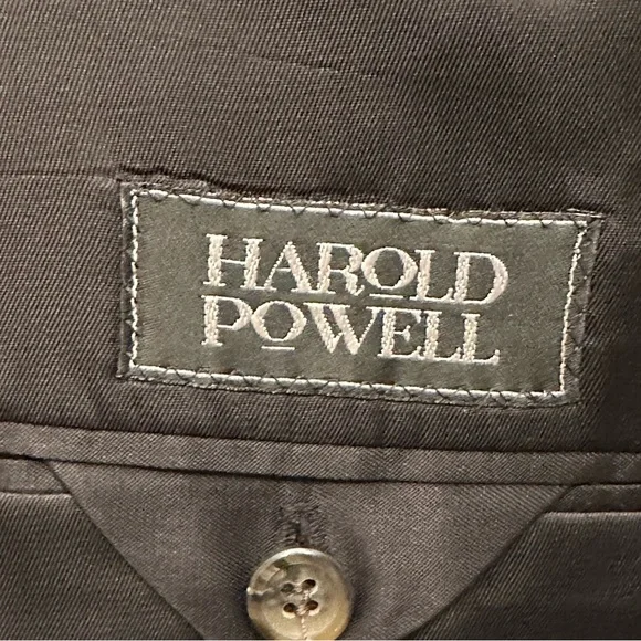 HAROLD POWELL BLAZER SIZE 44 BROWN CHECK SPORT COAT WOOL CASHMERE SUIT JACKET